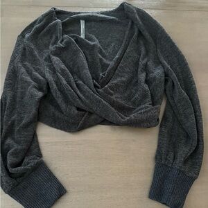 Anthropologie Black V-Neck Sweater Luxurious Wrap Design
